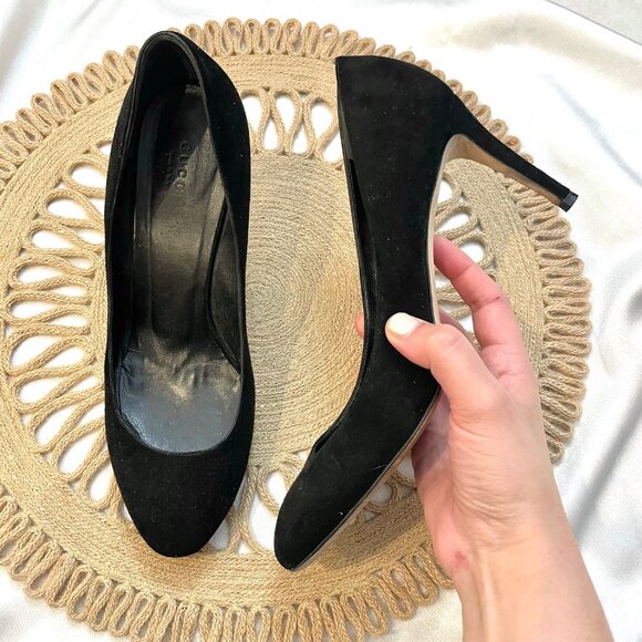 Gucci Black Suede Round Toe Pumps Heels Size EU 40 - Picture 1 of 14